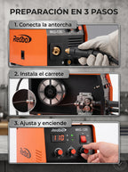 Soldadora Inverter Multiproceso 120A MIG/MMA/TIG Redbo MIG-120 Naranja
