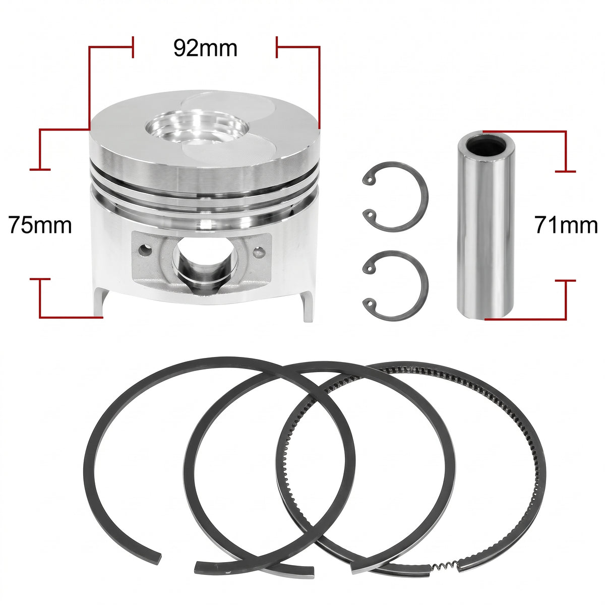 Kit de Pistón y Anillos para Motor Diésel 192FA (12 - 14 HP)