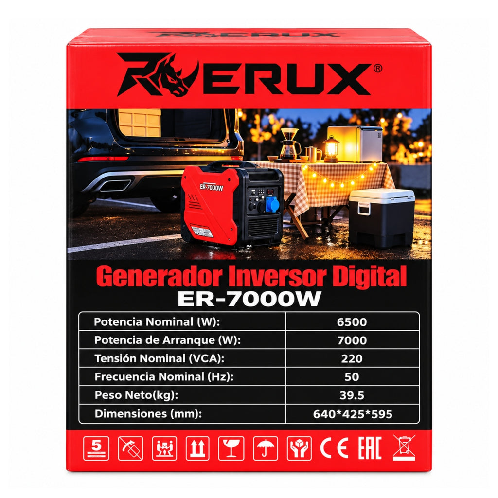 Generador Inverter Insonoro 7000W ERUX (Partida Eléctrica y Control Remoto)