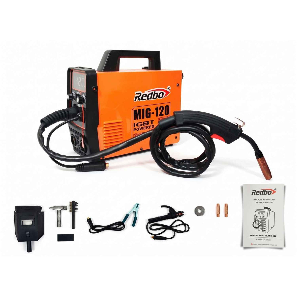 Soldadora Inverter Multiproceso 120A MIG/MMA/TIG Redbo MIG-120 Naranja